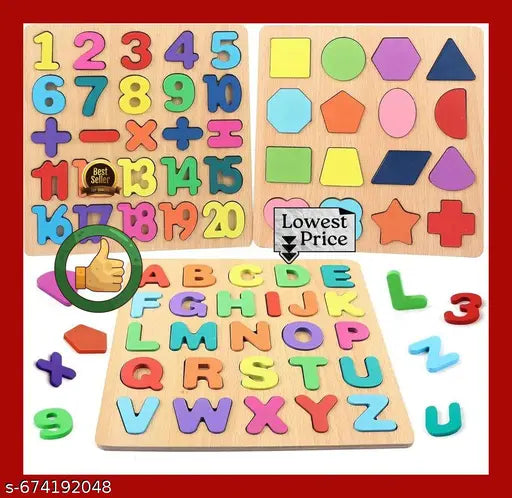 Alphabet Boards Set of 3 β English Alphabets, Numbers & Shapes