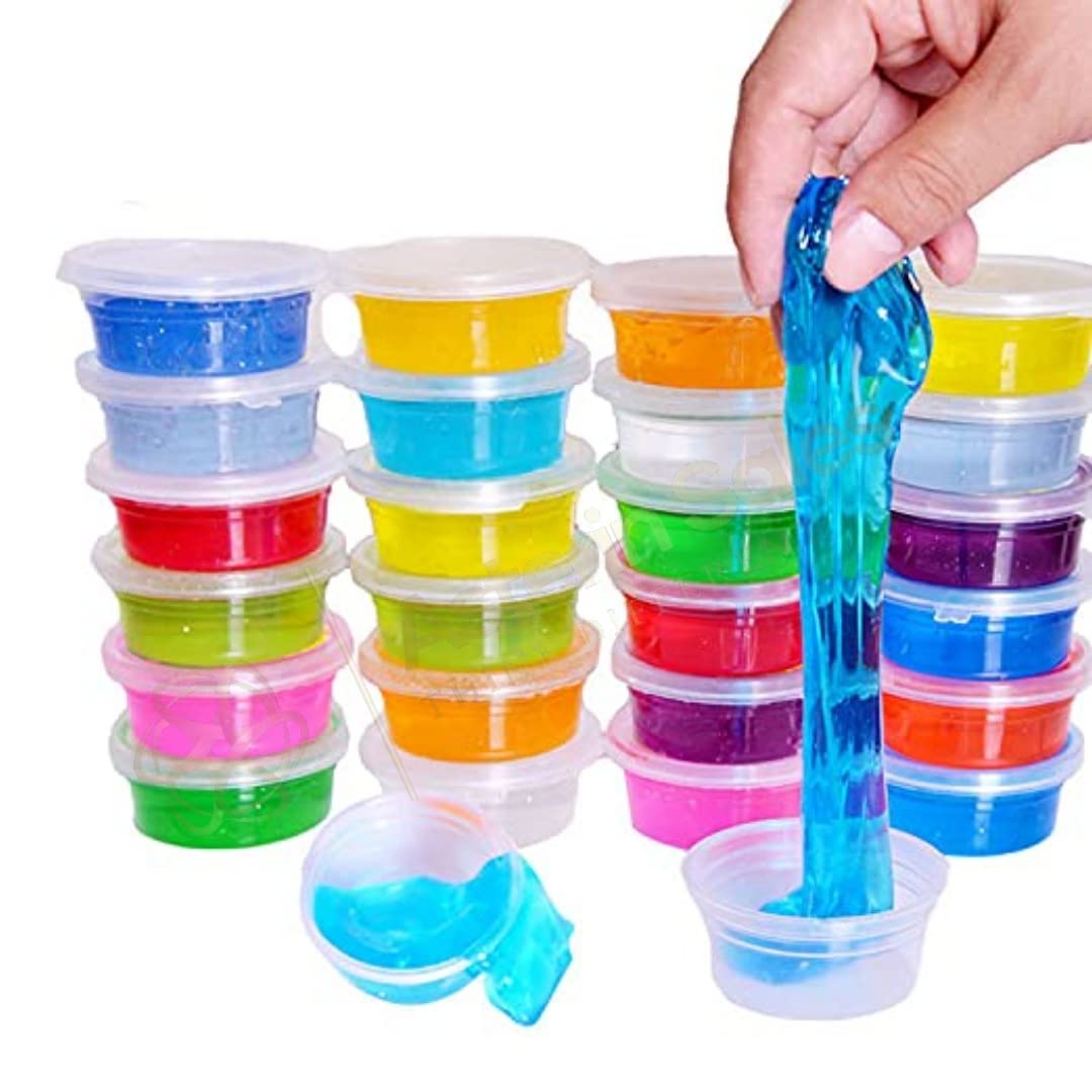 Glitter Slime Set – Pack of 6 Beautiful Colors | Fluffy Squishy Slime for Kids