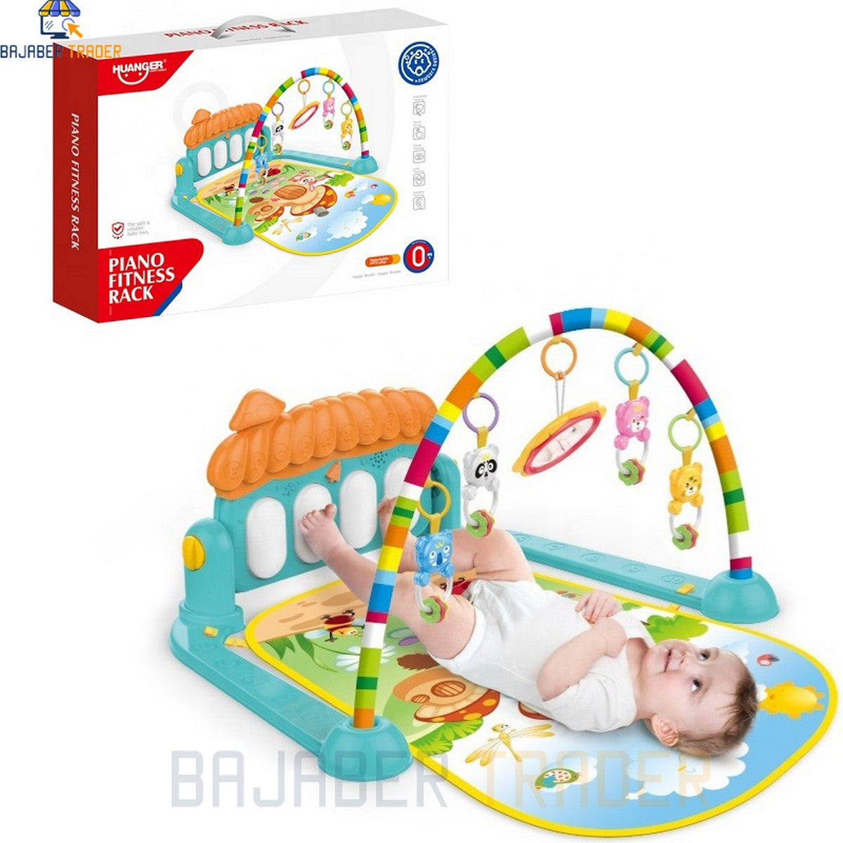 Baby Kick & Play Piano Gym Mat – Musical Activity Play Mat with Hanging Toys for Newborns & Infants