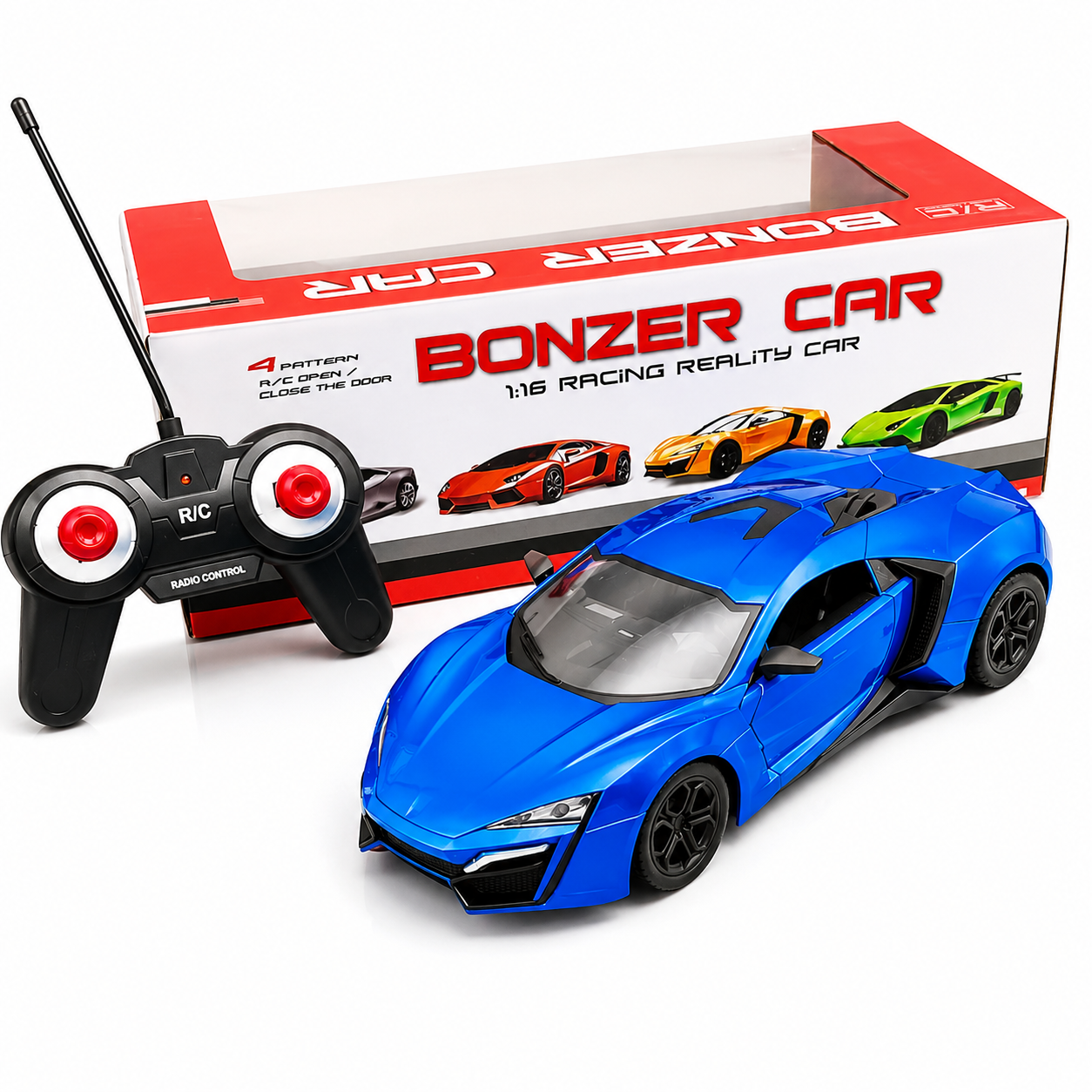 Bonzer Thunder Racer RC Car 1:16 Scale – High-Speed Rechargeable Remote Control Racing Car for Kids