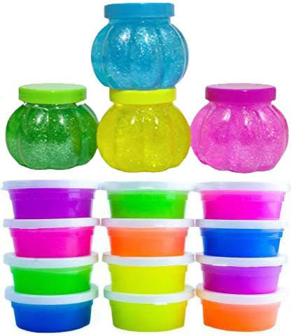 Glitter Slime Set – Pack of 6 Beautiful Colors | Fluffy Squishy Slime for Kids