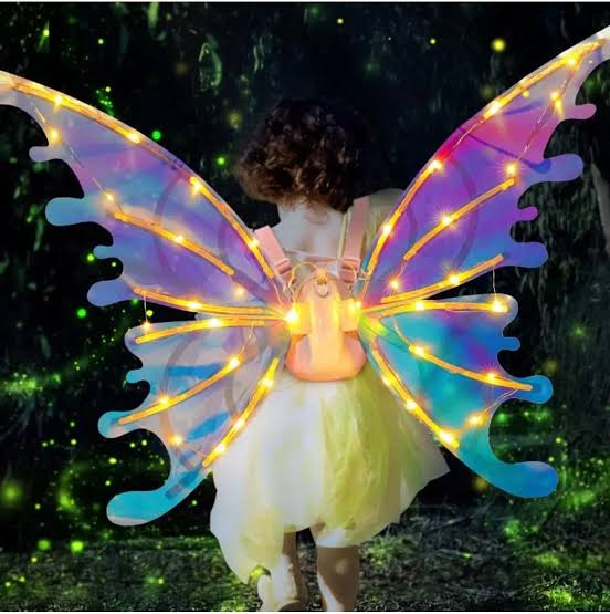 Twinkle Fairy Butterfly Wings for Baby Girls – LED Light-Up Costume Wings with Music & Moving Effect